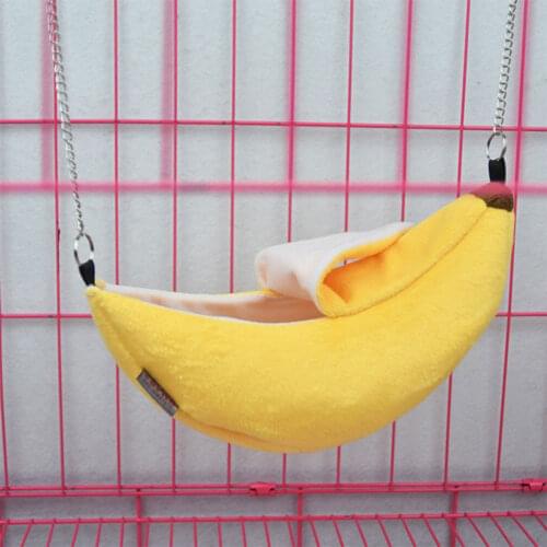 Cute Banana Shape Pet Bird Hamster Ferret Rat Squirrel Hammock Hanging Cage Nest Bed House Toys