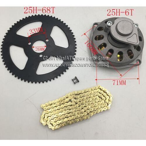 Mini Moto 47cc 49cc Drive System 25H OR T8F Chain With Gear Box And Rear Sprocket Fit Mini Moto Pocket Bike