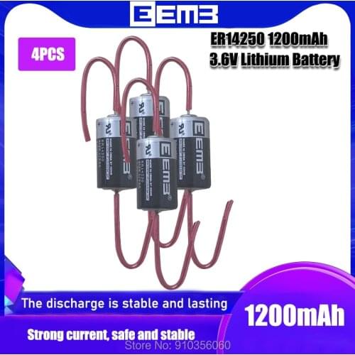 4PCS EEMB ER14250 special battery 3.6V 1200mAh 1/2AA with UL certificate not rechargeable lithium battery with welding Needle