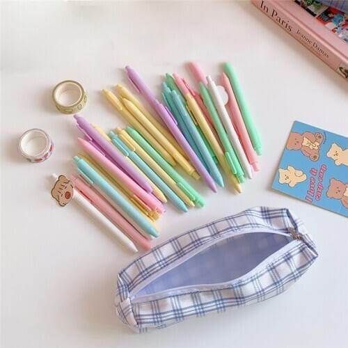 Student Cloth Pencil Bag Plaid Pen Storage Cosmetic Lipstick Portable Case School Office Stationery Supplies for Girl Boys Gift