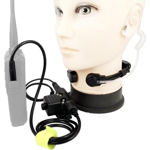 NATO Telescopic Throat Vibration Mic Headset Microphone U94 PTT Cable for Z Tactical Walkie Talkie Kenwood BaoFeng UV-5R Radio