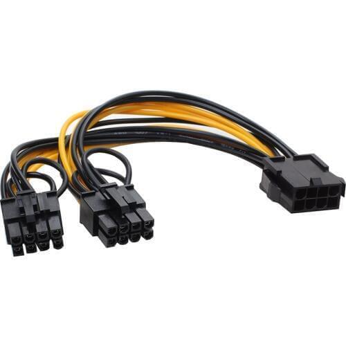 CPU 8Pin to 2*8pin(6+2) Graphics Card for miner Double PCI-E PCIe 8Pin ( 6Pin + 2Pin ) Power Supply Splitter Cable Cord 21cm