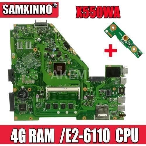 X550WA Motherboard E1-2100U 4Gb RAM for ASUS X550 X552W X550WE X550W D552W Laptop motherboard X550WA Mainboard test 100% OK