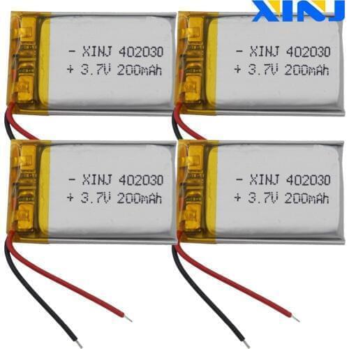 XINJ 4pcs 3.7V 200 mAh li-po Lithium Polymer Battery Accumulator Li ion 402030 For MP3 Music player GPS Sat nav car DVC Camera