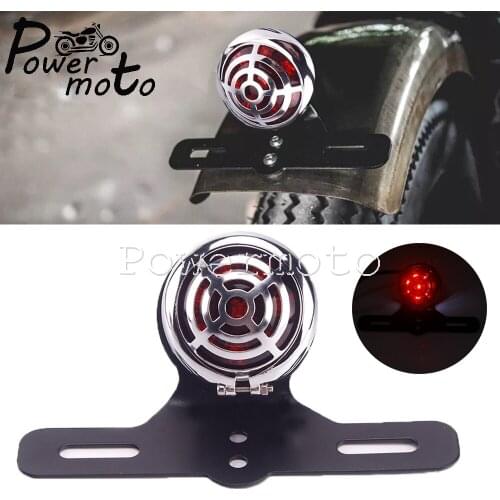 Motorbike Rear LED Light Grille License Plate Light Tail Light for Harley Chopper Bobber Cafe Racer Scrambler Brake Stop Lamp