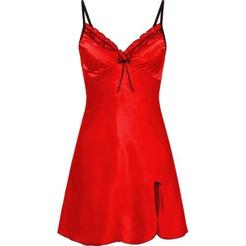Female Satin Nightgown Dress Lady Sexy Spaghetti Strap Nightdress Women Sleeveless Open Back Sleepwear Nightwear