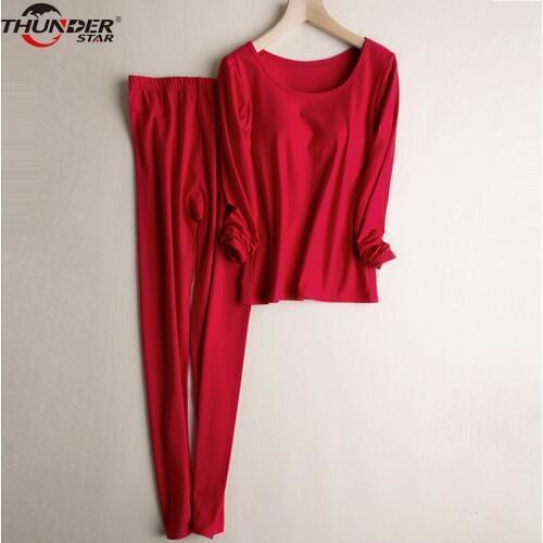 Womens Pajamas Sets 100% Cotton Long Sleeve Padded Bra Shirts And Pants Solid 2018 Winter Pajama Set Sleepwear Women Homewear