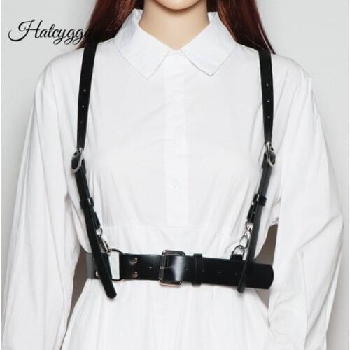 HATCYGGO Body Bondage Sexy Harness Women Leather Belt Black Harness Lingerie Gothic Punk Waist Belts Female Detachable Waistband