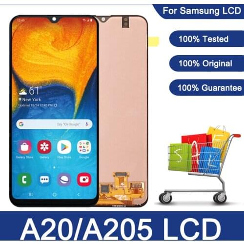 Super Amoled 6.4'' LCD For Samsung A20 A205 SM-A205F A205FN LCD Display Screen A205GN A205S A205YN Touch Screen Replacement