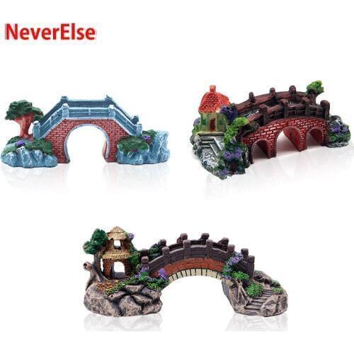 12Kinds Aquarium Decorations Bridge Ornament Waterscape 3Holes/Pavilion Tree/White Jade/Drawbridge Fish Turtle Tank Accessories