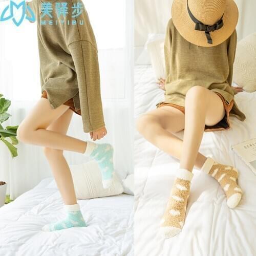 20pairs/set Winter New Coral Velvet Ladies Socks Korean Version Thick Warm Girl Wholesale Winter Socks Gift Cute Socks Kawai