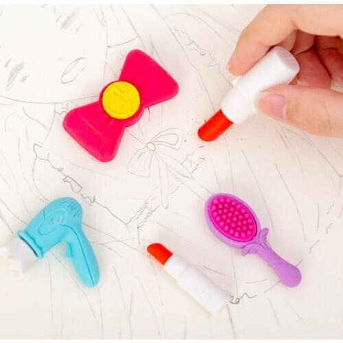 5 Pcs Kawaii Lipstick High Heels Erasers Cute Funny Pencil Erasers Bullet Journal Accessories Stationery Office School Supplies