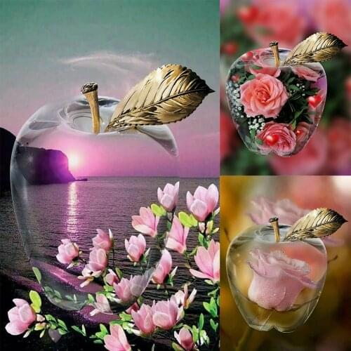 5D Diamond Painting Apple Landscape Series DIY Full Round Drill Diamond Painting Home Decoration Gift Hanging Painting 30x40cm