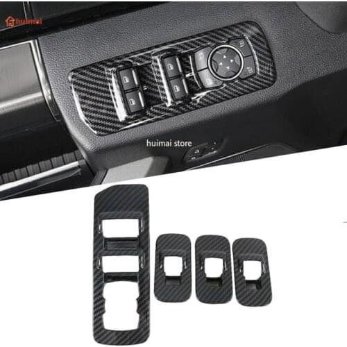For Ford F150 2015-2020 Car Accessories Carbon Fiber Style Door Window Armrest Cover Switch Panel Trim Molding Garnish