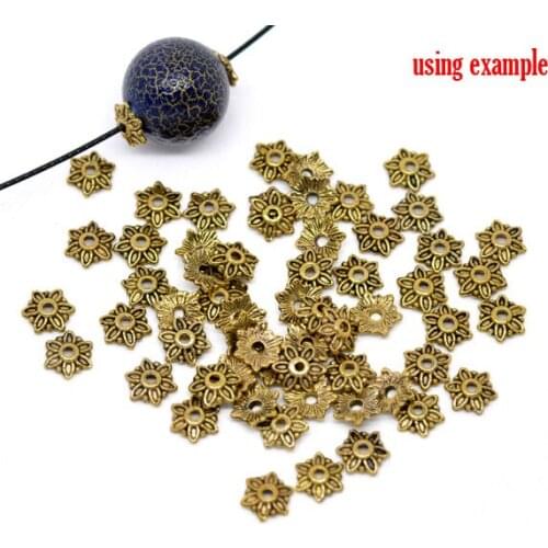 Free Shipping 1500pcs Antique Gold Tone Flower Bead Caps Findings 8x7mm (Fit 10-14mm Bead) Jewelry Findings Wholesale J0487*5