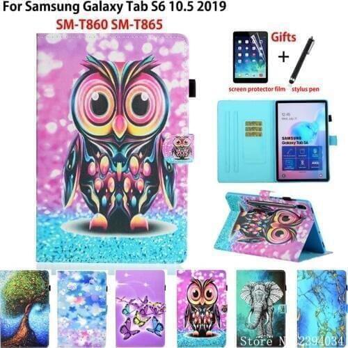Case For Samsung Galaxy Tab S6 10.5 SM-T860 SM-T865 T860 2019 10.5" Cover Funda Tablet Cartoon Painted Stand Shell Capa +Gift