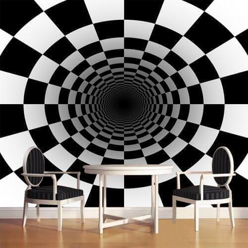 Custom Photo Black White Square Wallpaper Mural Stereo Abstract Tunnel Space Ball Background Wall Papers Bedroom Home Decor