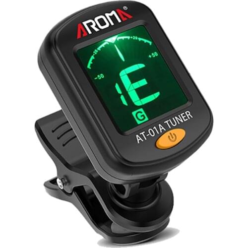 AROMA AT-01A Foldable Clip-on Guitar Tuner Rotatable Universal LCD Display for Chromatic Guitar Bass Ukulele Guitar Accessories