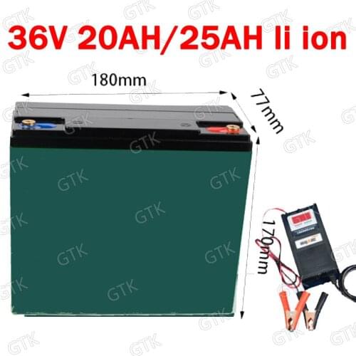 GTK waterproof Lithium ion 36V 20AH battery 36v 25AH BMS 10S Li ion for 1000W scooter E-moped EV bike skateboard + 3A charger