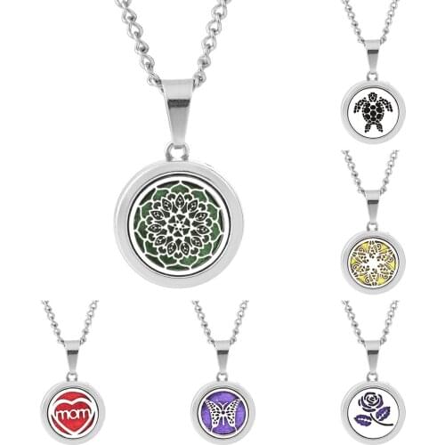 Kaleidoscope Aroma locket Necklace Magnetic Stainless Steel Aromatherapy Essential Oil Diffuser Perfume Locket Pendant Jewelry