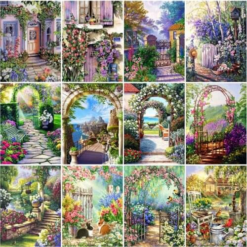HUACAN Paint By Numbers Flower Wall Art Unique Gift Hand Painted Acrylic Picture By Numbers Door Scenery For Living Room