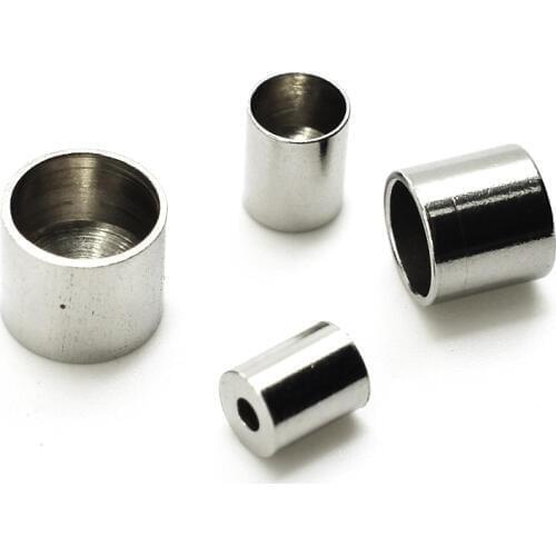 20pcs/lot Stainless Steel Hole Size 3/4/5/6/8mm End Caps Tube Tassel End Beads Round Leather Bracelet Jewelry Making Findings