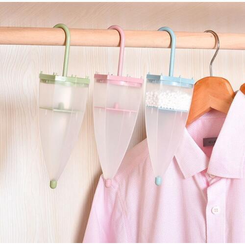 Cute Umbrella Shaped Hanging Moisture Absorber Reusable Dehumidification Deodorant Box for Wardrobe Closet Laundry Rooms