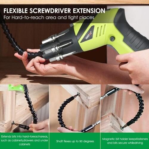 3.6V Rechargeable Cordless Screwdriver Kit 1/4 Inch Drive 6N.m Power Screwdriver Set with Extension Screwdriver Bits LED Light