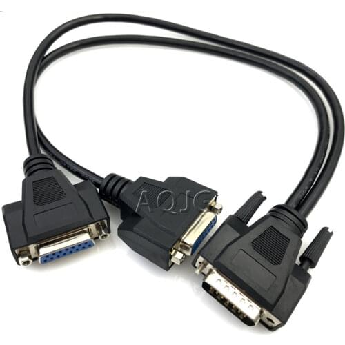 Customize DB15 male to 2 female Splitter cables For date Female 2 ROW DB15 0.3m