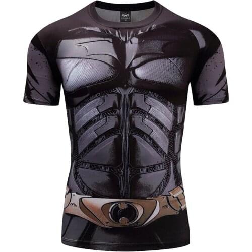 2021 NEW Fashion Fitness Compression 3D Tights Cosplay Kompression Male Short Sleeve T shirt