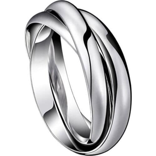 BONISKISS Love Faith Interlocked Engagement Rings for Women Stainless Steel Silver Color Wedding Band Rings Three In One Sets