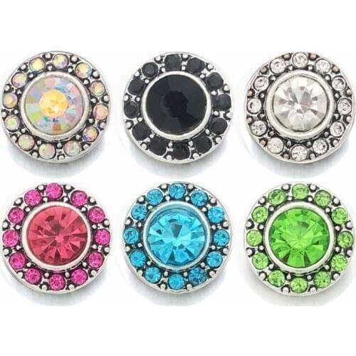 Wholesale Crystal Flower 036 Rhinestones Metal Snap Buttons Fit 12mm Snap button bracelets Earrings necklace For women