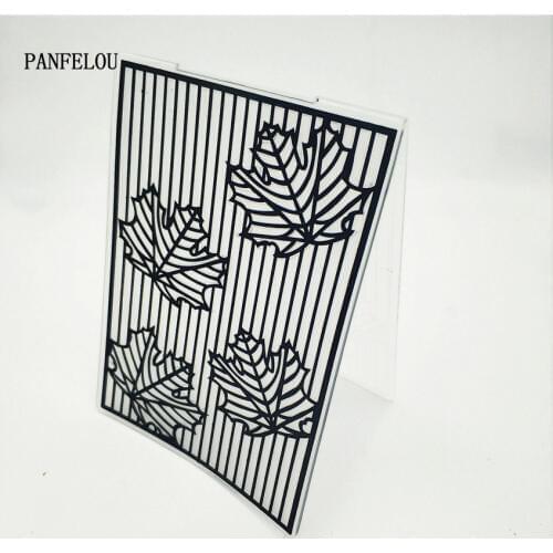PANFELOU Line is the maple leaf Embossing folders Plastic For Scrapbooking DIY Template Fondant Cake Photo Album Card Making