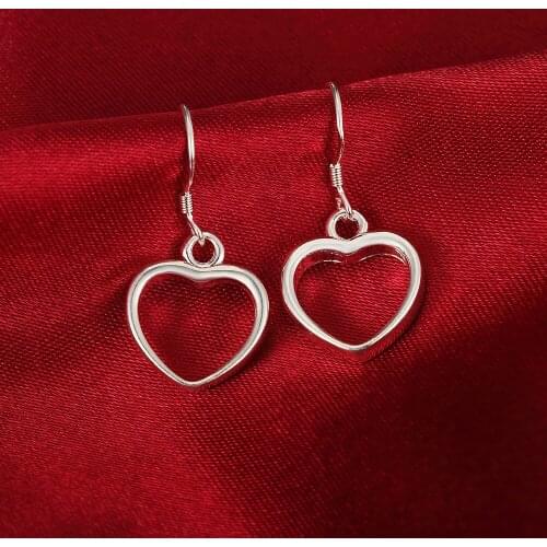 Exquisite 925 Sterling Silver Hollow Heart Earring for Women Fashion Girl student Birthday Gift Charm Jewelry