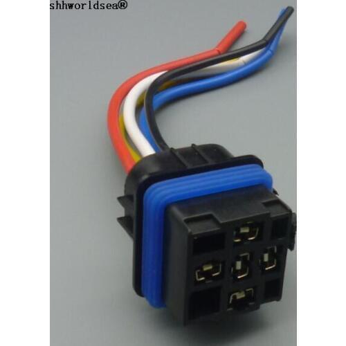 Shhworldsea 12V 24V 40A 4 Pin 5 Pin Automobile Relay Socket Waterproof Integrated Wired Auto Relay Holder With Wires