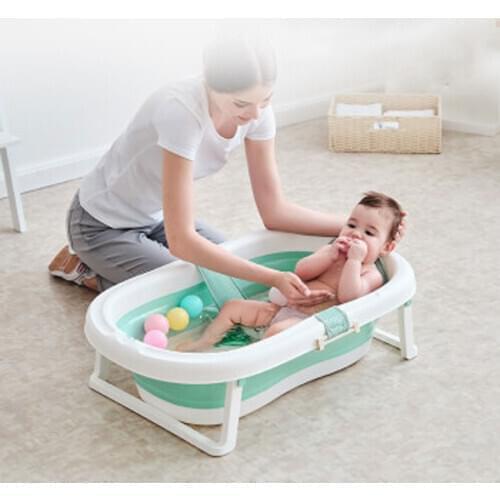 Folding Baby Bath Tub Portable Baby Shower Tubs With Non-slip Cushion Eco-friendly Newborn Bathtub Safe Adjustable Kids Bathtub