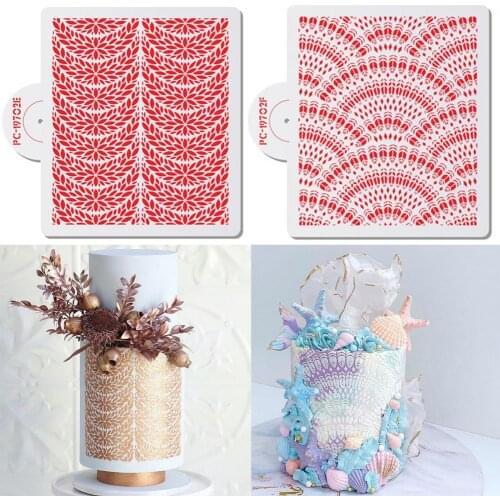 Cake Stencil Flower Pattern Cutting Die Decorative PET Cupcake Spraying Border Embosser Embossing Mold for Bakery
