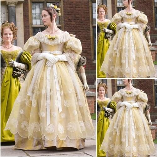 New!Customer-made Gold Vintage Costumes Victorian Dresses Civil War dress The Duchess Cosplay Lolita dresses C-1097