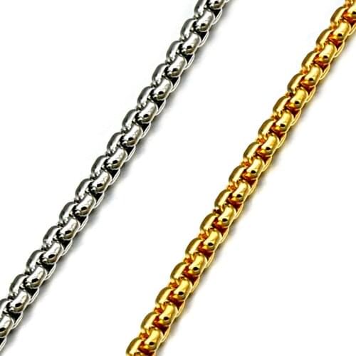WT-BFN007 Stainless steel square pearl chain titanium steel chain gold necklace jewelry with chain sweater chain necklace