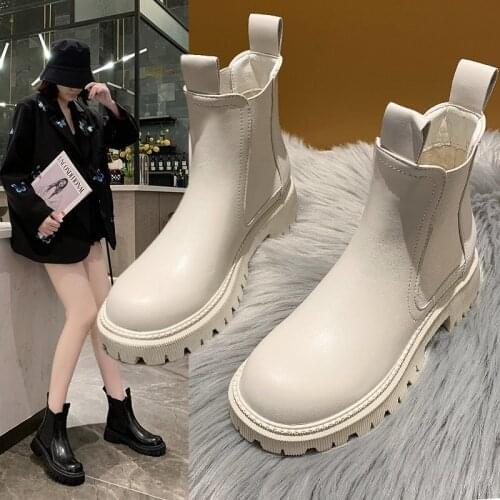 Spring 2021 ladies elegant white ankle boots female high heel platform shoes black gothic leather punk ankle boots