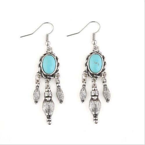 Ethnic Synthetic Stone Alloy Drop Earrings For Women Bohemia Metal Tassel Dangle Earrings Fashion Jewelry Pendietes Bijousx
