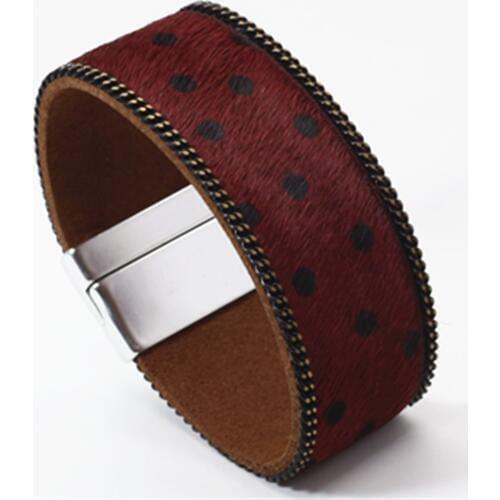Sika Deer Trendy Leopard Wristband Chain Real Leather Bracelets Women Fashion Girl Bangle Female Jewelry New Design