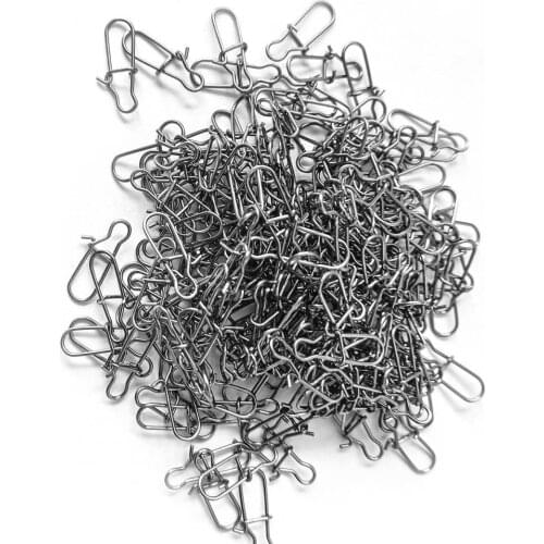 100Pcs Fishing Snap Fastlock Lure Connector Stainless Steel Saltwater Fast Lock Clip for Fishing