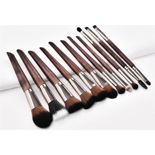 11Pcs Makeup Brushes Set Cosmetic Foundation Powder Blush Eye Shadow Lip Blend Wooden Make Up Brush Tool Kit Maquiagem T11007