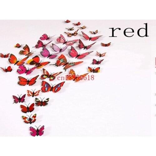 1200pcs(=100sets) Free Shipping Cinderella 3d butterfly decoration wall stickers 3d butterflies pvc removable wall stickers