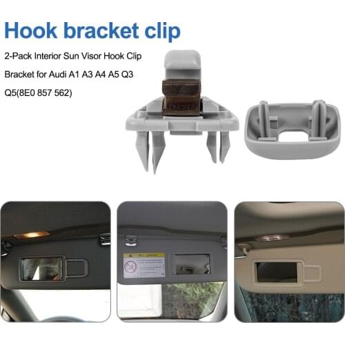 2-Pack Interior Sun Visor Hook Clip Bracket For Audi A1 A3 A4 A5 Q3 Q5