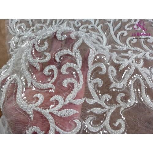 2021 off white wedding lace fabric,Ivory Heavy beaded gown lace, hight patterns,110cm width Ivory sequins lace fabric 1 yard