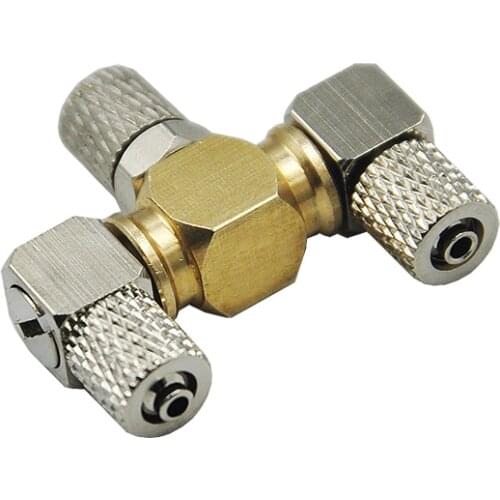 3CH Mini Hydraulic Copper Connector T/Y Type Multi Oil Way Fitting For 1/14 RC Excavator DIY Car Parts