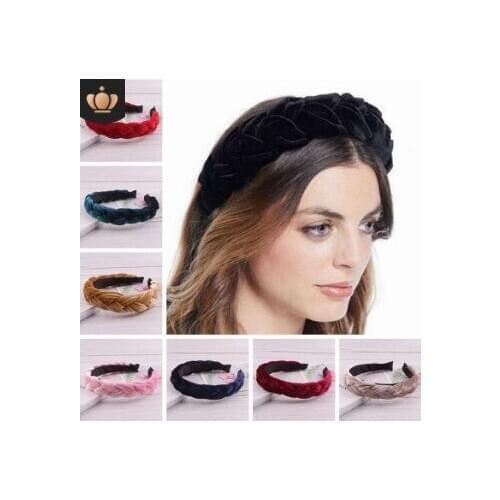 30pcs/lot DIY Multi Pleuche Pigtail Headbands Pure Colore Widen Hemp Flowers Head Band Styling Tools Accessories HA706