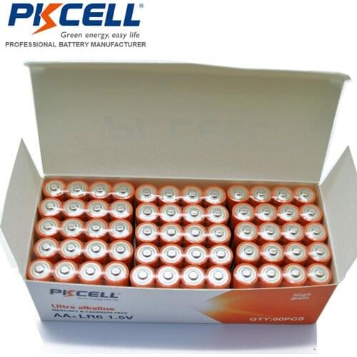 50 ШТ. PKCELL AA Батареи LR6 2A аккумулятор 1.5 В E91 AM3 MN1500 Щелочные Для электрических игрушек камеры вспышки бритвы